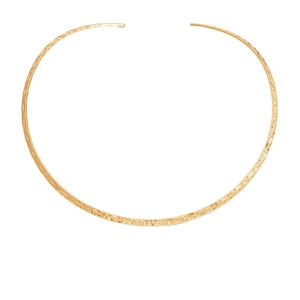 Elegant 18k gold plated stainless steel choker with hammered texture and open design