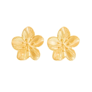 Boucles d'oreilles fleurs minimalistes plaquées or 18K avec détails de perles