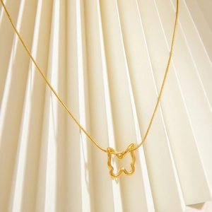 Edelstahl Schmetterling Anhänger Halskette Für Damen Luxus 18K Vergoldet Minimalistische Schlangenkette Schmuck Elegantes Geschenk