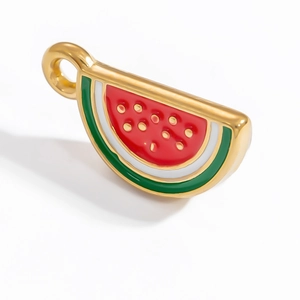 Pendentif mini pastèque 3D en émail doré pour la création de bijoux artisanaux