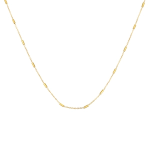 Elegant gold-plated cylinder bead chain necklace for women on a clean white background