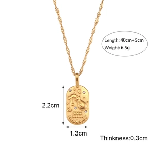 Goldene Wassermann Sternzeichen Halskette aus Edelstahl mit Zirkonia und ovalem Anhänger