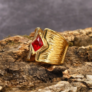 Vintage Edelstahl Breitband Ring Für Damen Herren Vergoldet Quadratischer Strass Eingelegter Geometrischer Texturierter Punk Schmuck Ring