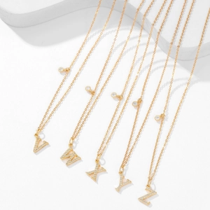925 Sterlingsilber Buchstaben Anhänger Halskette Für Damen Gold Vergoldet Zirkonia Initialen Charme Kette Minimalistisch Schmuck