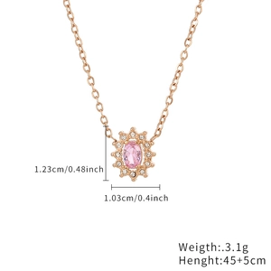 Dimensioni dettagliate della collana con ciondolo in zircone rosa e catena oro rosa
