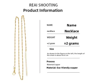 Detailed specs of 45+5cm gold-plated copper box chain with lobster clasp and extender
