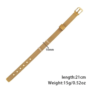 Détail du bracelet de montre en maille dorée 10mm avec boucle réglable et longueur 21cm