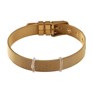 Bracelet en maille milanaise dorée en acier inoxydable avec boucle ajustable