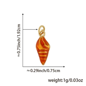 Specifiche dettagliate delle dimensioni del ciondolo a conchiglia arancione con placcatura