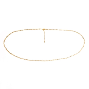 Adjustable 18K gold-plated paperclip waist chain with pearl sunflower pendant for women