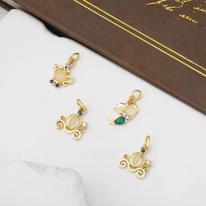 Exquisite 18k gold plated copper charms with micro-inlay opals and colorful gemstones