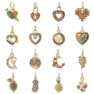 Pendente Geometrico in Zirconia a Forma di Cuore e Animale Intarsiato in Rame Galvanizzato Accessori per Gioielli Fai-Da-Te Ciondoli per Collane e Bracciali