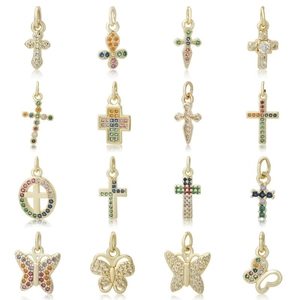 Ciondoli in Rame Zirconia DIY per Collana Braccialetto Oro Placcato Croce Farfalla Malocchio Insetto Gioielli