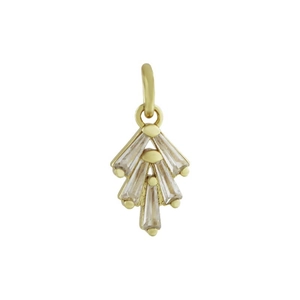 Art Deco style baguette-cut crystal fan pendant in 18K gold finish for women necklace
