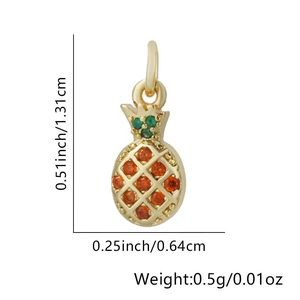 Specifiche dimensionali del ciondolo a forma di ananas dorato con micro-zirconi incastonati