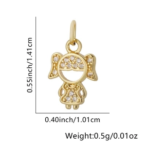 Detail showing 18k gold plated girl pendant dimensions with micro-inlaid zircons