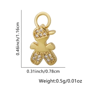 Detailed dimension guide for 18k gold plated boy girl pendant with cubic zirconia