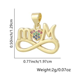 Specifiche dettagliate delle dimensioni del ciondolo a cuore MOM con zirconi colorati