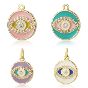 Ciondolo in Rame Placcato Oro Zirconia Malocchio Mano Di Fatima Cuore Senza Catena Per Donna Accessori Fai Da Te Gioielli