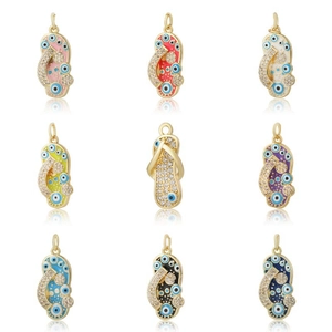 Bohemian Evil Eye Flip Flop Pendant Necklace For Women Copper Enamel Heart Tree Of Life Charms Fashion Rhinestone Jewelry