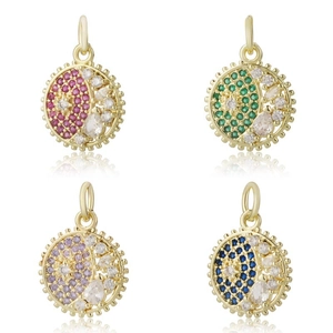 Flip-flop style necklaces with colorful drip oil eye pendants and rhinestone details