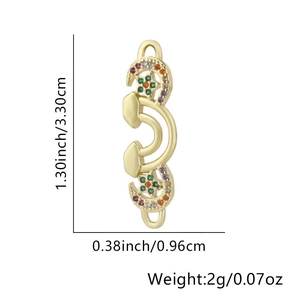 Detailed close-up of rainbow zircon connector with dimensions 3.30cm by 0.96cm for jewelry