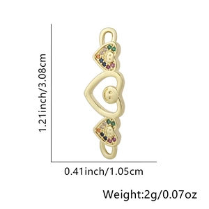 Detail showing 3.08cm 18K gold-plated heart connectors with zircon and smiley face