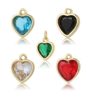 Ciondoli in Rame Vintage Francese a Cuore Quadrato a Goccia d'Acqua con Strass per Donna Accessori per Collana Fai-da-te Gioielli Versatili