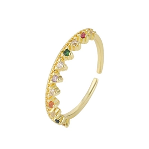 Verstellbarer goldener Blumenring mit bunten Kristallen in elegantem, modernem Design