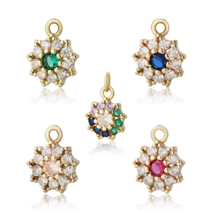 Pendenti floreali placcati oro con pietre di zircone in cinque diversi colori di gemme
