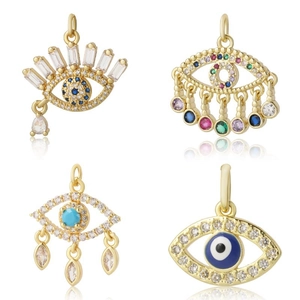 Set di ciondoli Occhio del Male placcati oro con zirconi colorati e smalto