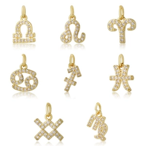 Gouden dierenriem bedeltjes met zirkonia voor het maken van DIY sieraden
