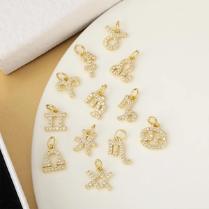 Gouden dierenriem hangers set met zirkonia voor het maken van doe-het-zelf sieraden