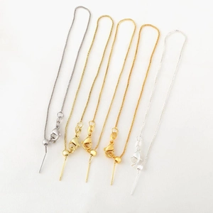 Catene box regolabili in oro 18k e argento con chiusura a moschettone e perle