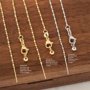 Adjustable 18K 24K Gold Plated Copper Bamboo Link Chain Bracelet With Lobster Clasp Fashion Jewelry For Women Men Gift