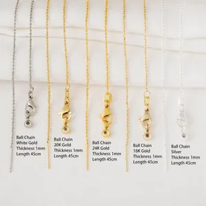 DIY Αλυσίδα με Σφαιρίδια Κολιέ Χαλκός Επιχρυσωμένος 18K Ρυθμιζόμενο Slider Needle Choker Για Μενταγιόν Γυναικεία Κοσμήματα