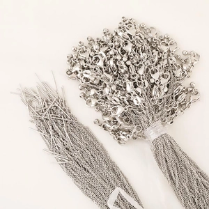 Chaîne O réglable plaquée argent accessoires DIY avec fermoir mousqueton et aiguille