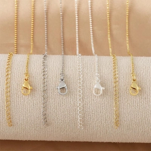 Επίχρυση αλυσίδα 18K με χάντρες και κούμπωμα καβουράκι για DIY δημιουργία κοσμημάτων