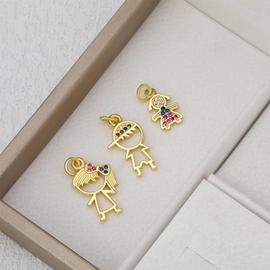 Ciondoli a cartone animato placcati oro 18k con zirconi colorati per collane fai da te