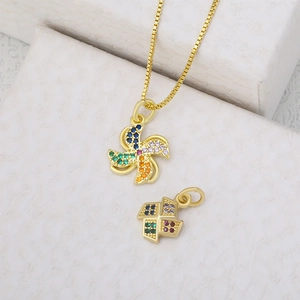 Minimalist Gold Plated Copper Colorful Zirconia Mini Windmill Pendant Only Without Chain For Women Cute Pinwheel Jewelry Accessory