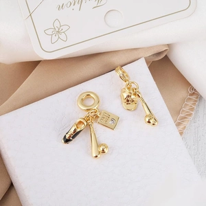 Fashion Gold Plated Copper Sporty Baseball Bat Cap Shoes Charm Pendant With Rhinestone For DIY Jewelry Making Women