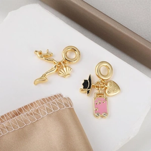 Copper Gold Plated Enamel Zirconia Heart Suitcase Mermaid Charms For Necklace Bracelet DIY Jewelry Making Pendants