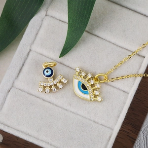 Ciondolo Malocchio in Rame Accessori per Gioielli Fai-da-te Con Strass e Smalto Stile Vintage Dolce Donna Ciondoli