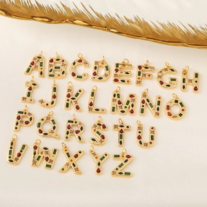 Gold Plated Copper Multi-Color Zircon Alphabet Letter Pendant Necklace Personalized A-Z Initial Choker Jewelry For Women