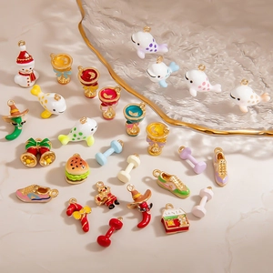 Fabrication de Bijoux DIY Alliage Émail Noël Bonhomme de Neige Père Noël Baleine Burger Pendentif Charms Pour Colliers Bracelets