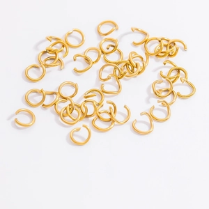 Polished 18K gold-plated stainless steel open jump rings for DIY jewelry making