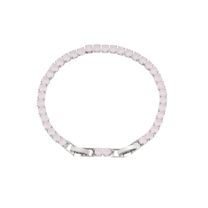 Détail du bracelet tennis en argent avec zircons roses et fermoir à rabat sécurisé