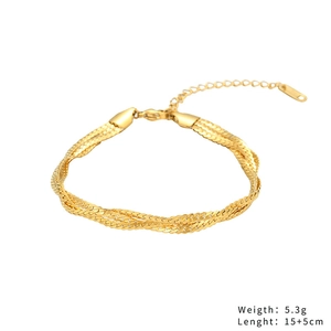 Dreilagiges 18K vergoldetes Schlangenkette-Armband mit verstellbarem Karabinerverschluss, 5,3g