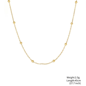 Collier minimaliste en plaqué or 18k avec billes 45cm 2.5g pour style chic