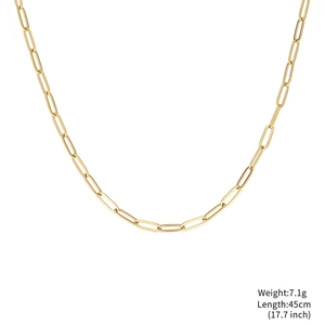 Collier chaîne trombone plaqué or 18 carats avec maillons ovales de style minimaliste